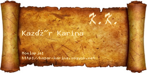 Kazár Karina névjegykártya